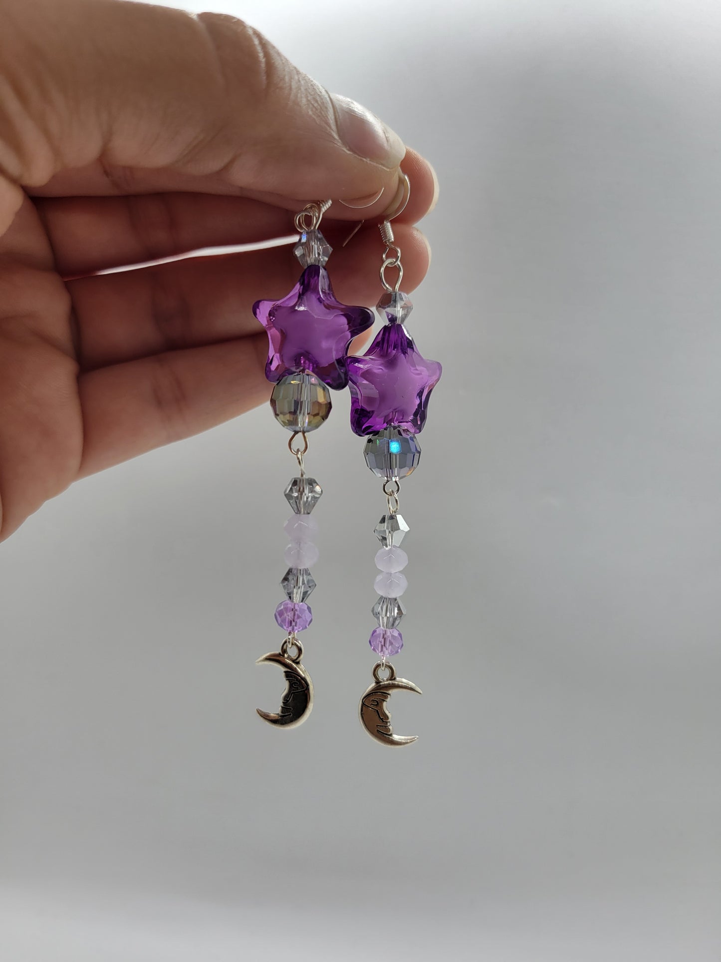 Purple Star and Moon Earrings