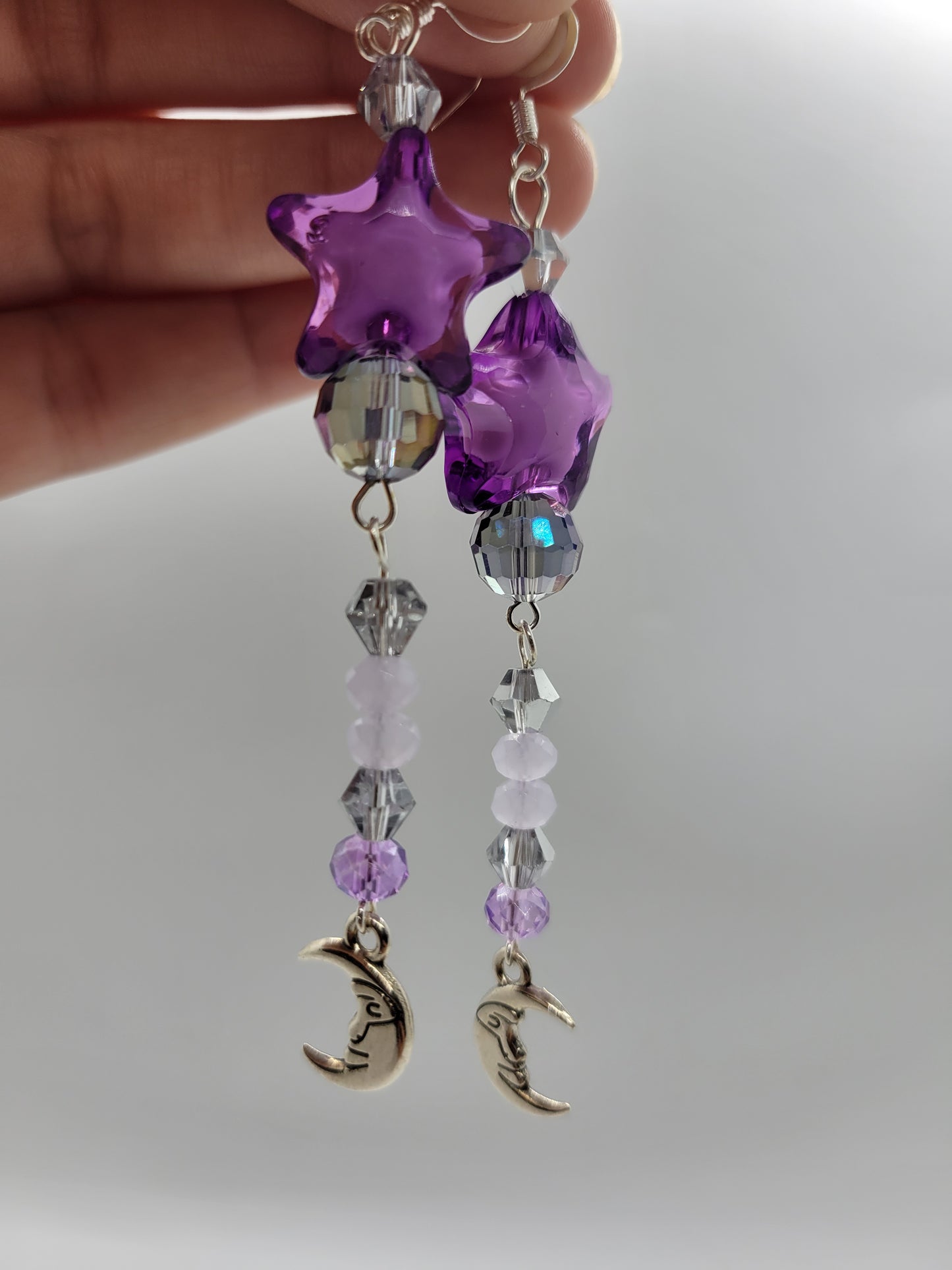 Purple Star and Moon Earrings