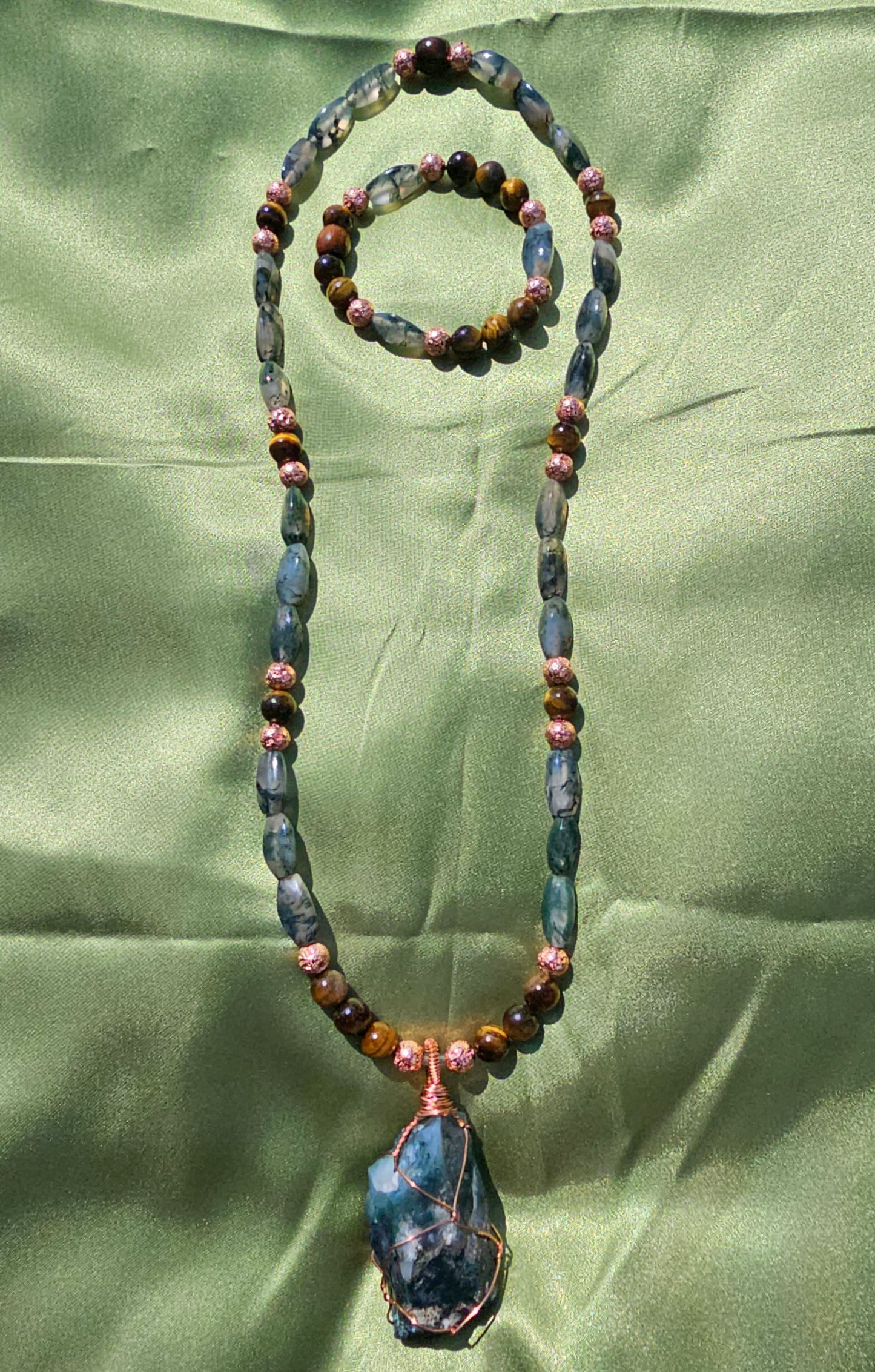 Moss Agate Necklace and Bracelet