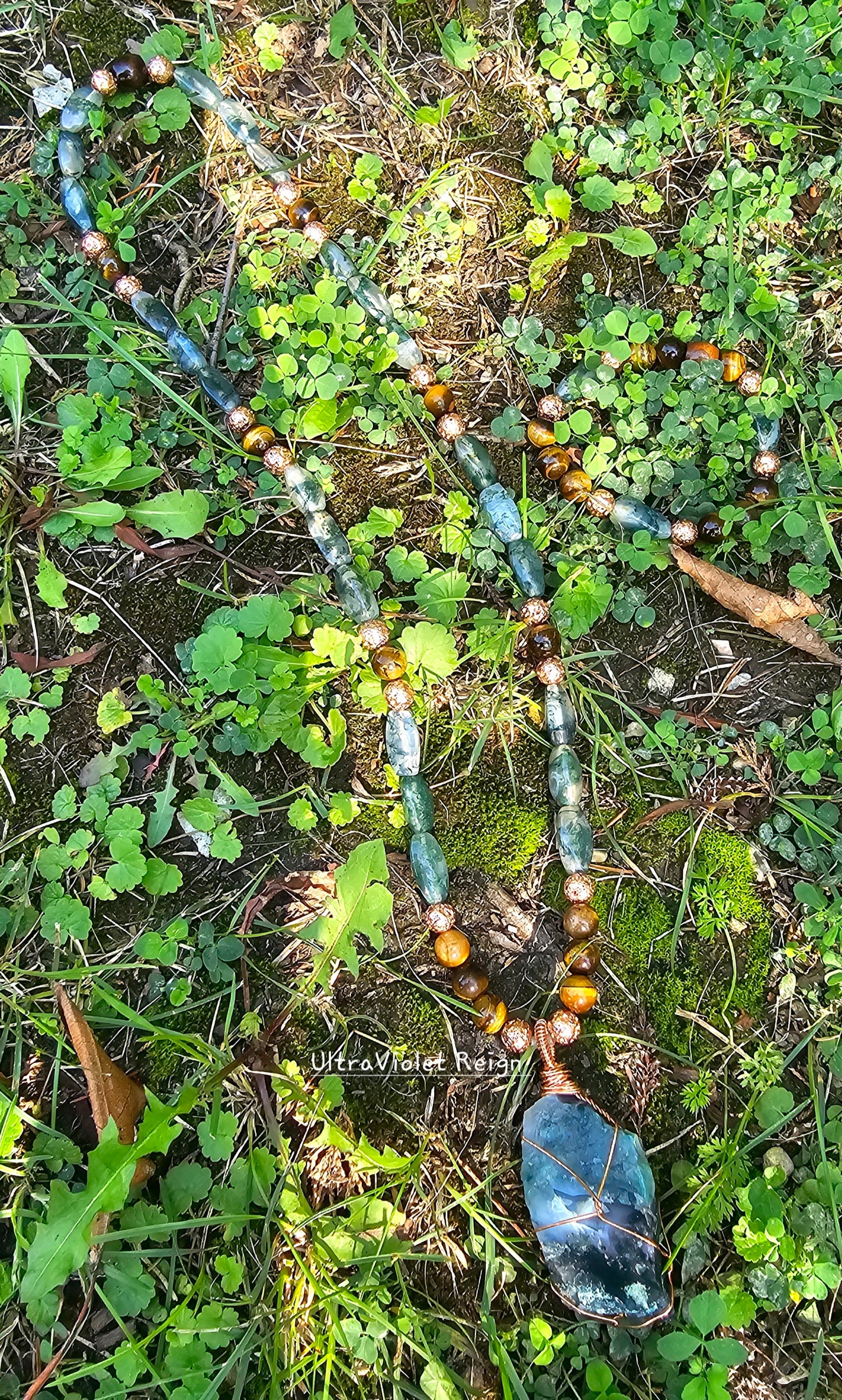 Moss Agate Necklace and Bracelet