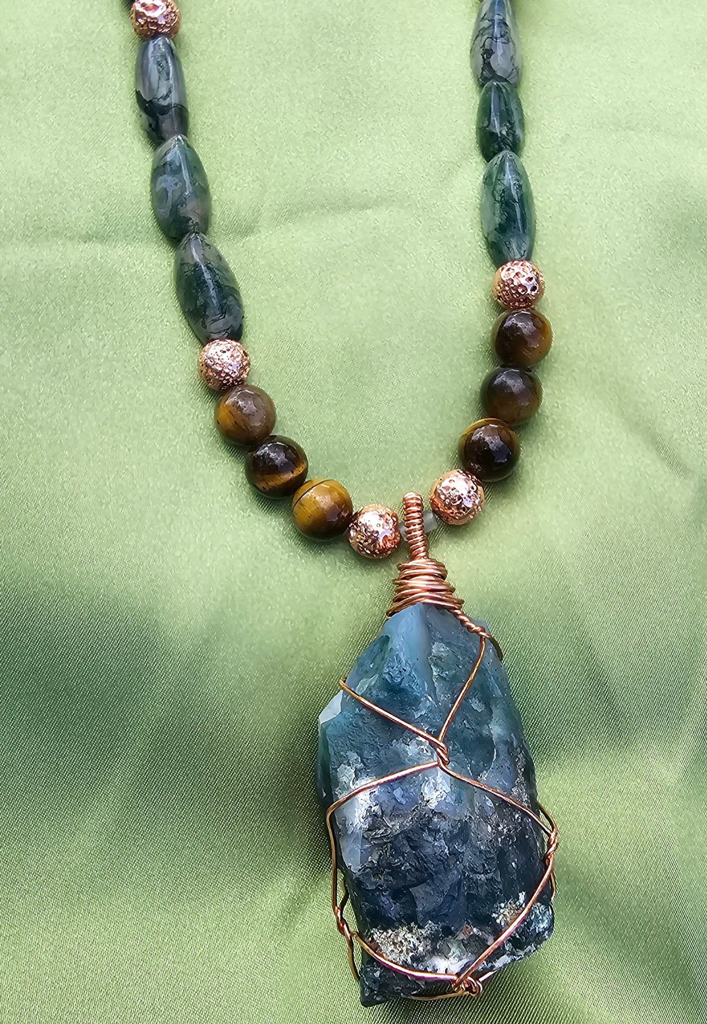 Moss Agate Necklace and Bracelet