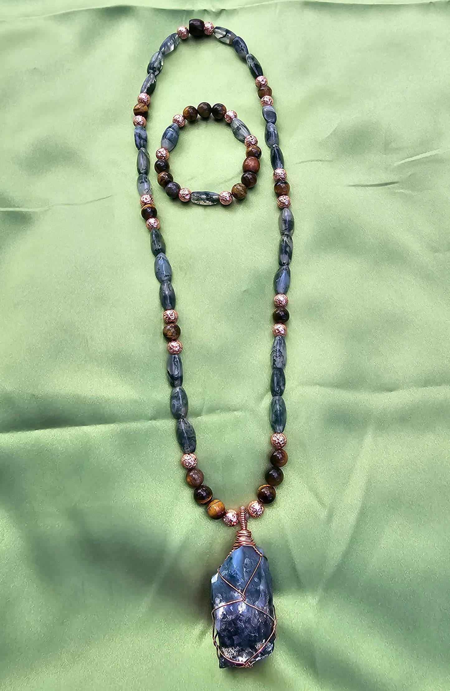 Moss Agate Necklace and Bracelet