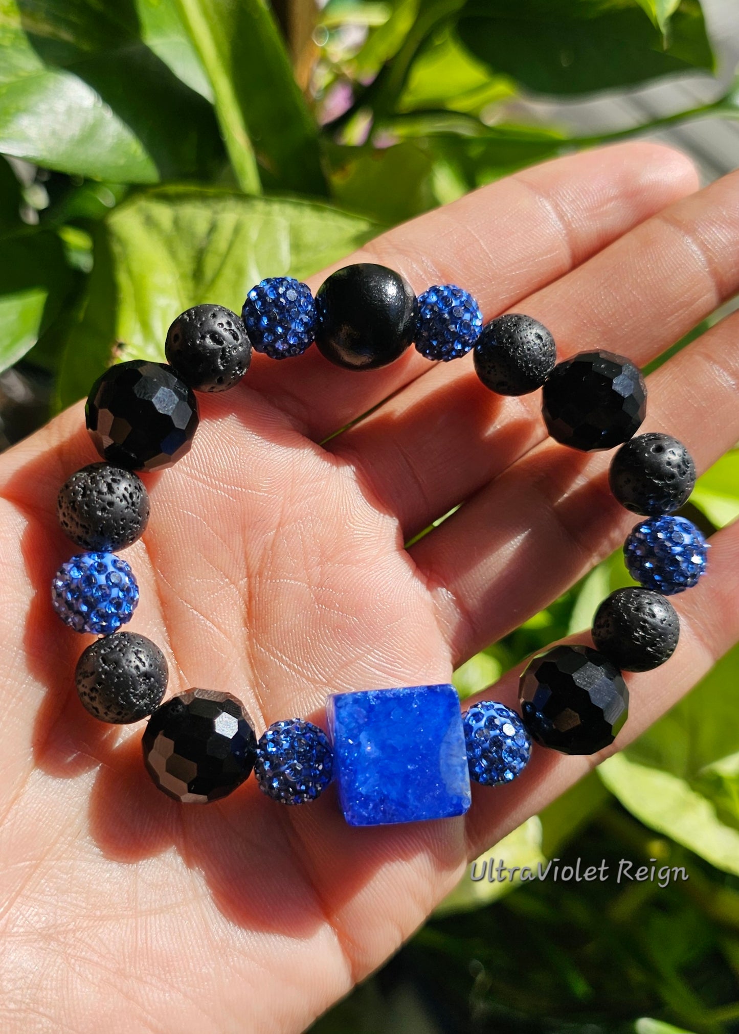 Blue Agate & Lava Bracelet
