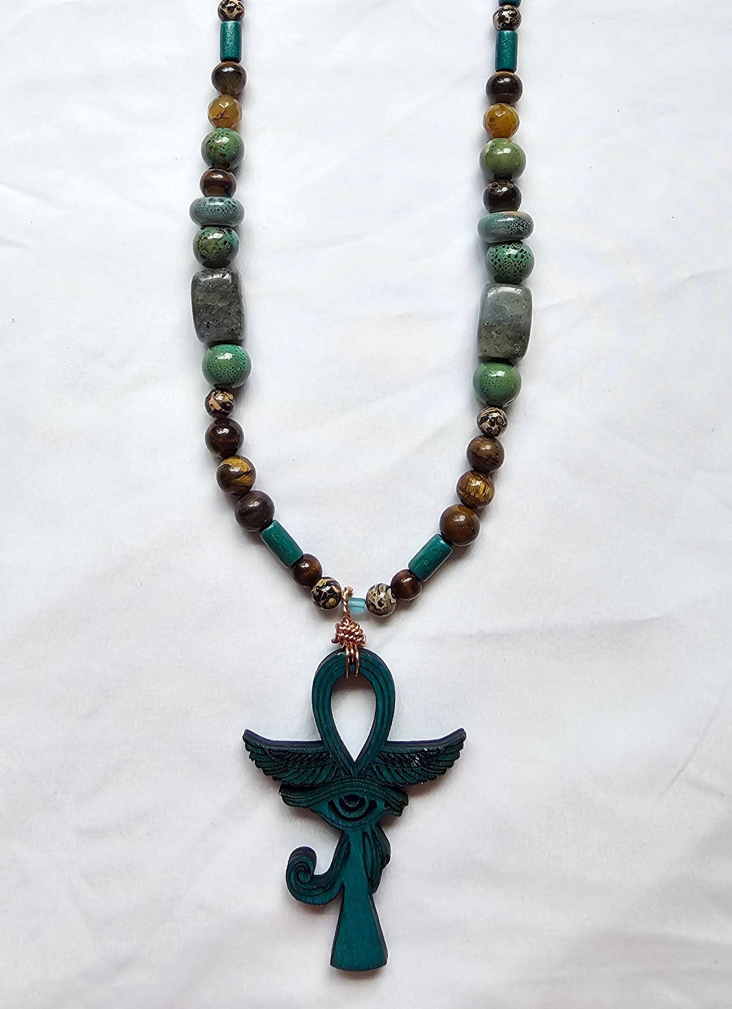 Inner Light Rising Tiger Eye Labradorite & Leopard Jasper Necklace