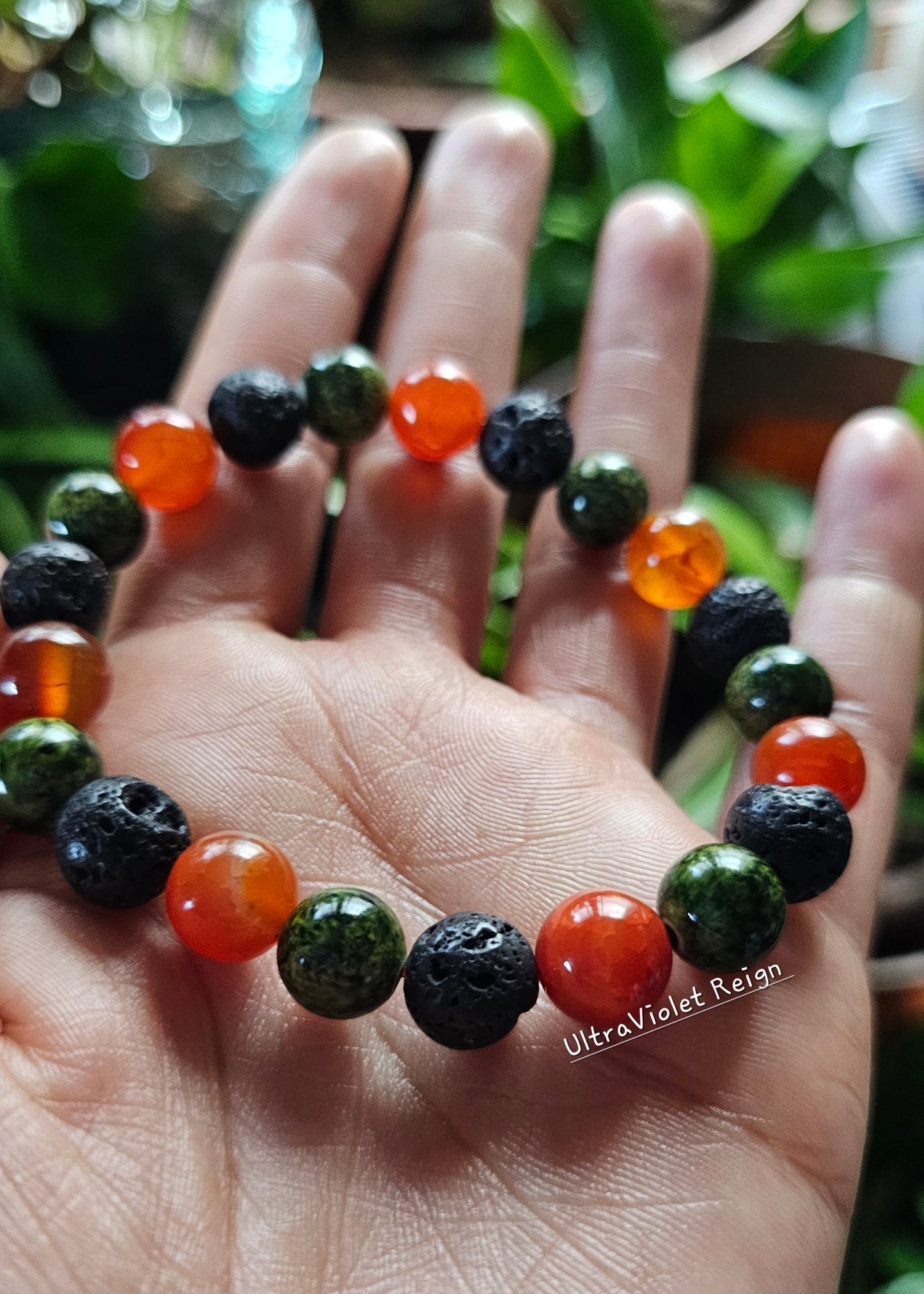 Orange Agate & Lava Energy Protection Bracelet