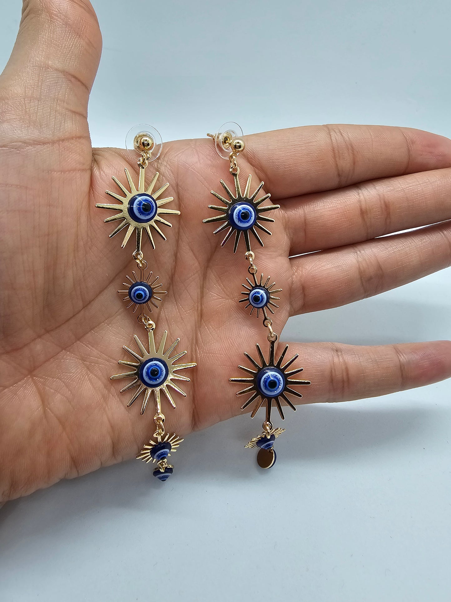 Golden Sun Evil Eye Earrings