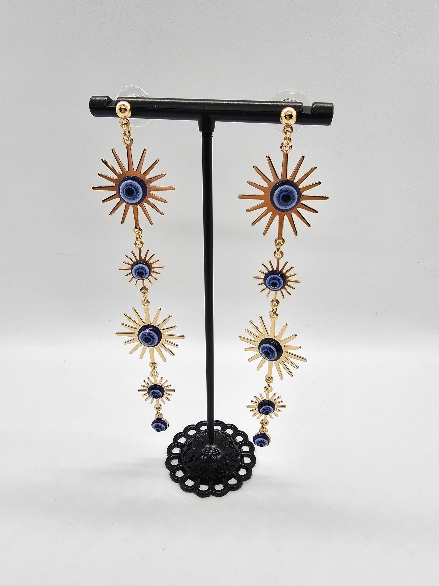 Golden Sun Evil Eye Earrings