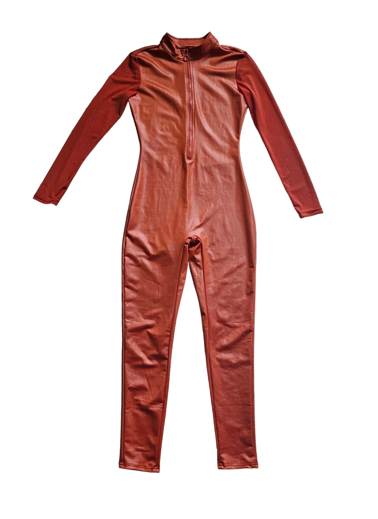 Orange Super Pump Cleavage Jumpsuit Women's SMALL