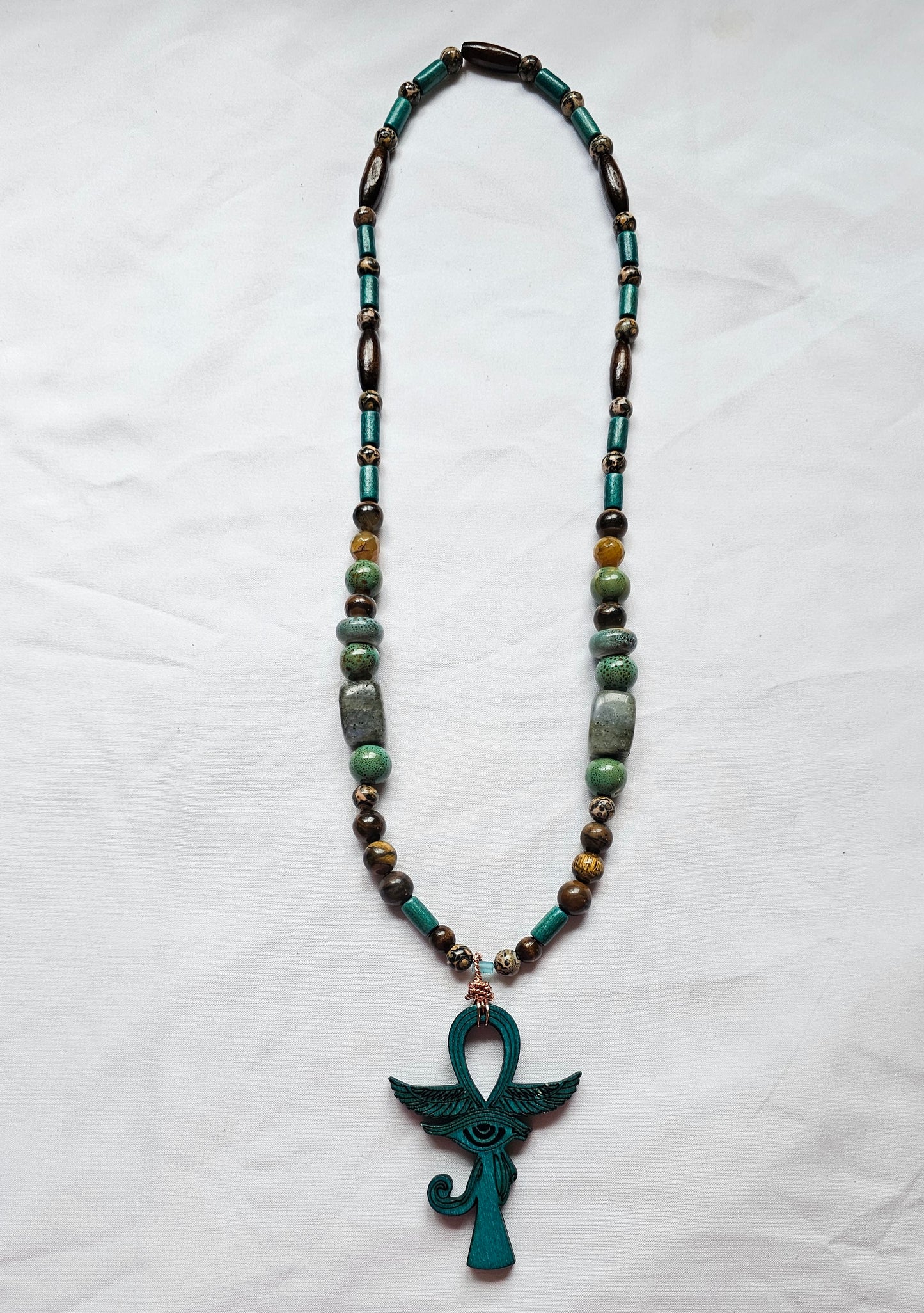 Inner Light Rising Tiger Eye Labradorite & Leopard Jasper Necklace