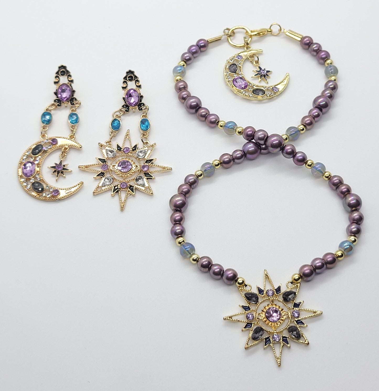 Cosmic Goddess Crescent moon & Sun Set