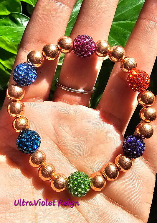 Color Crystal Copper Healing Bracelet