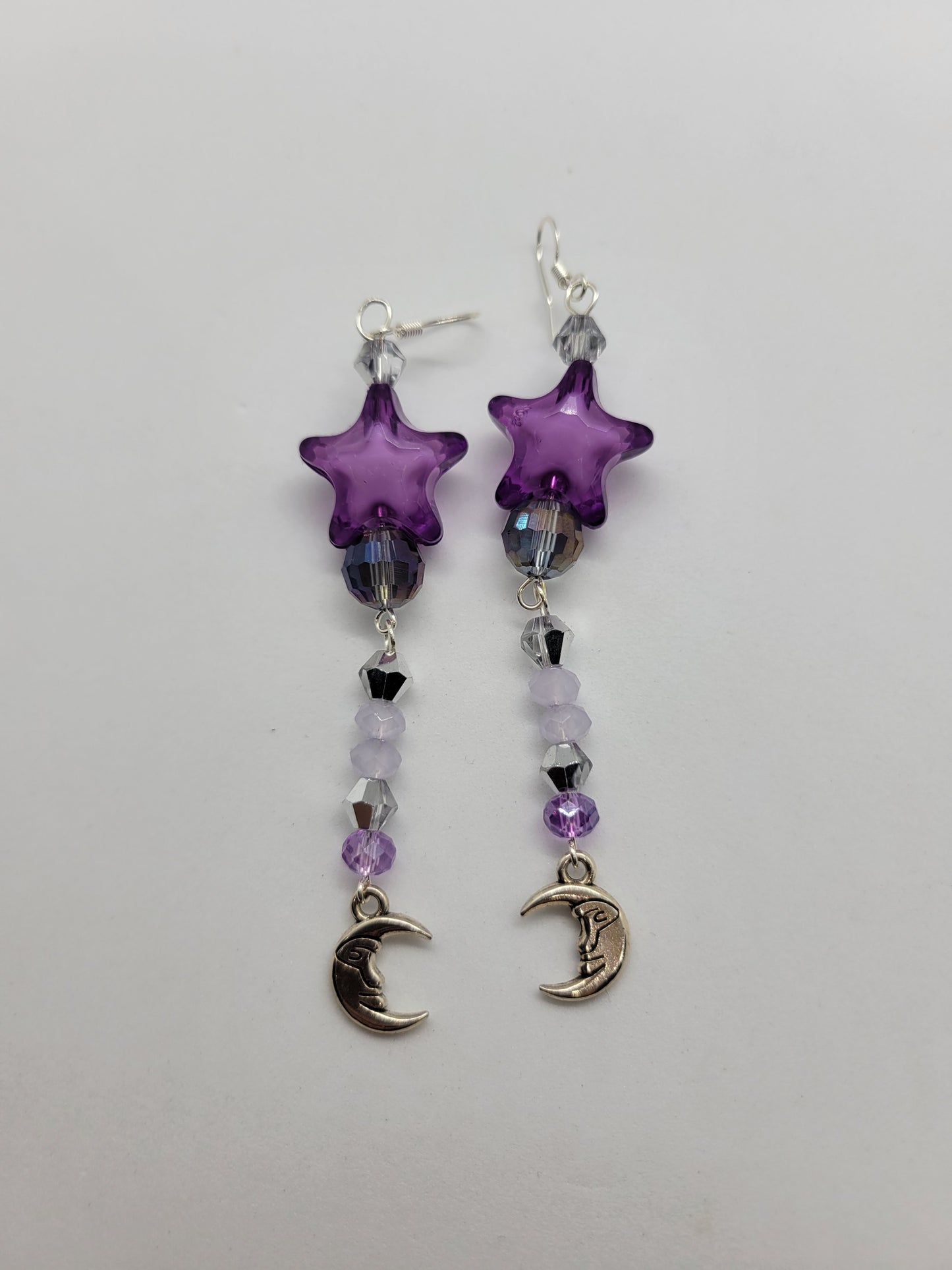 Purple Star and Moon Earrings