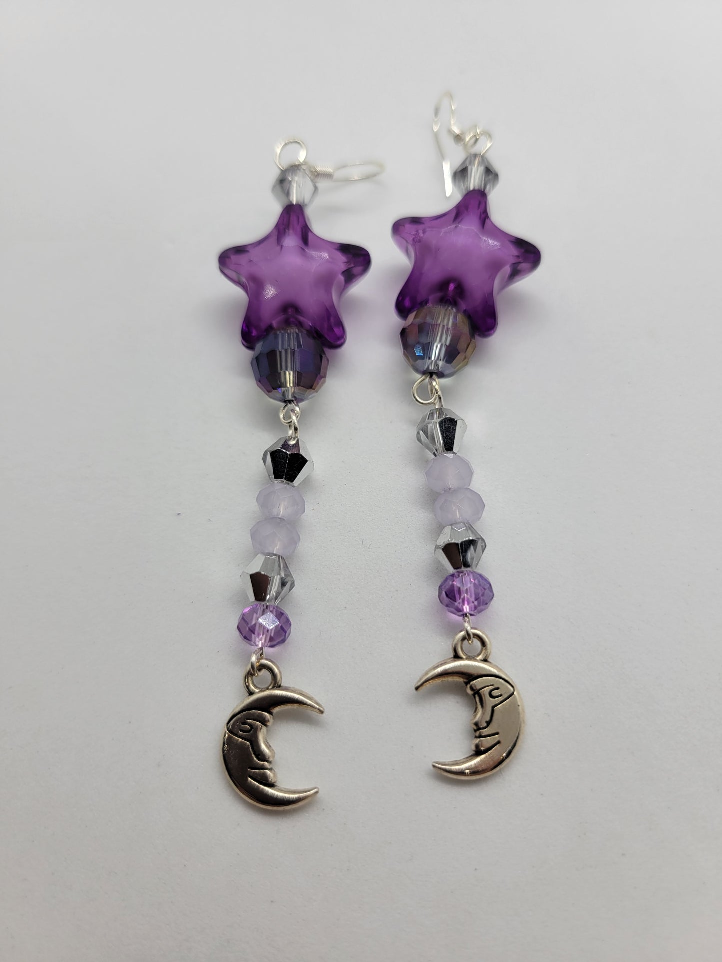 Purple Star and Moon Earrings