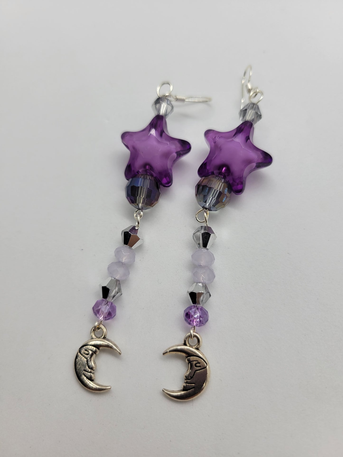 Purple Star and Moon Earrings