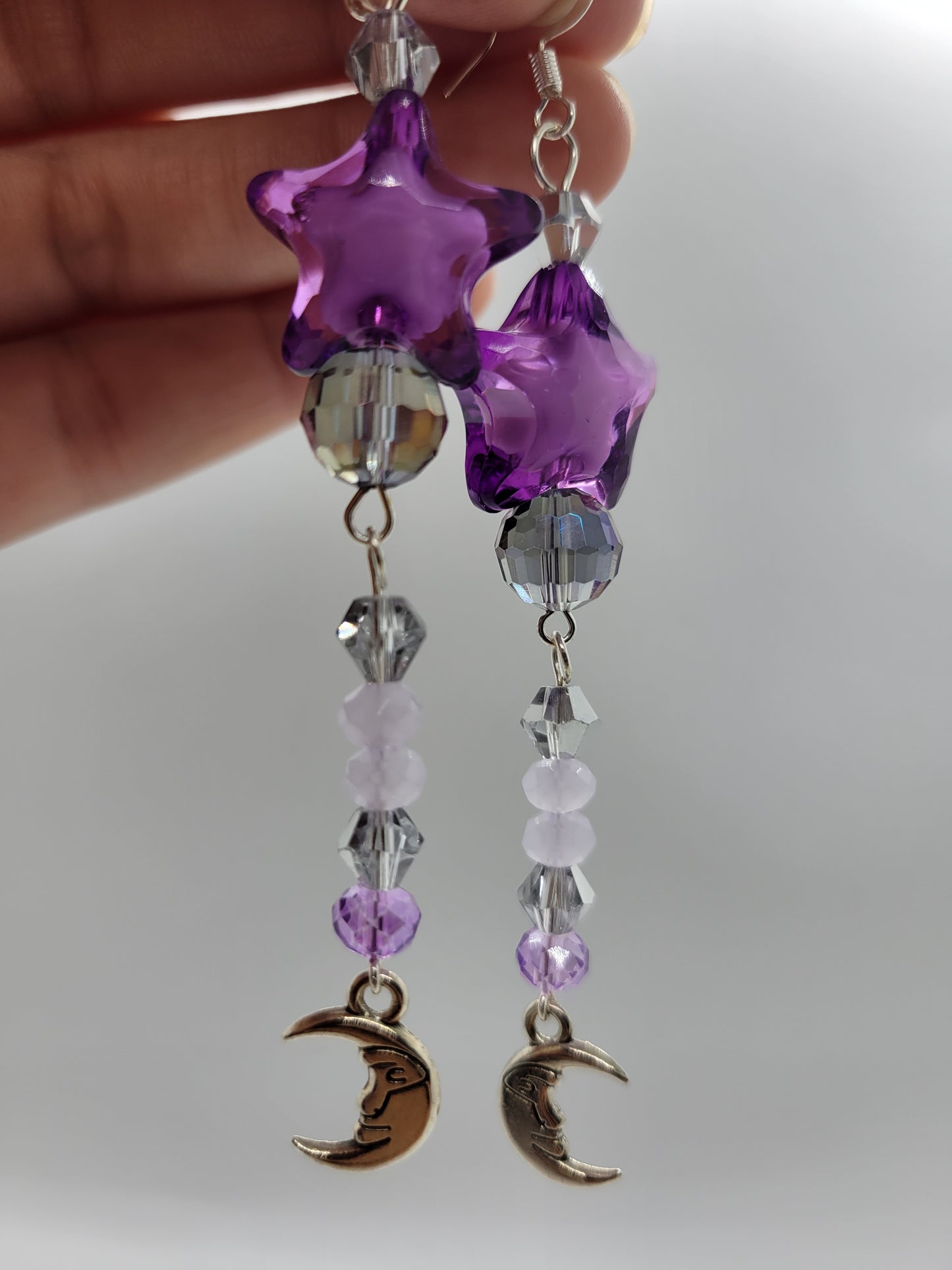 Purple Star and Moon Earrings