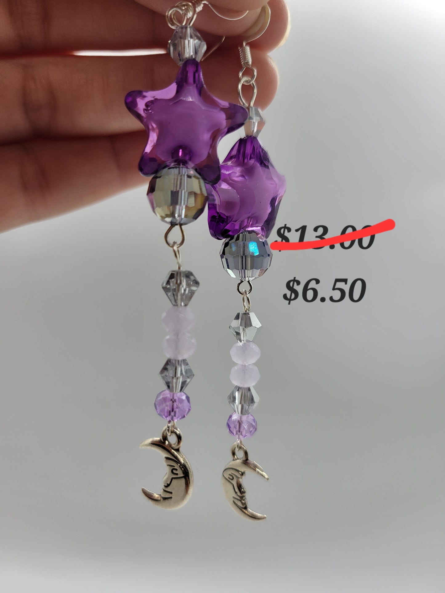 Purple Star and Moon Earrings