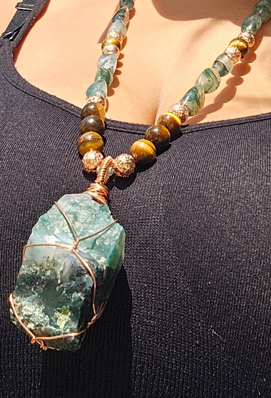 Moss Agate Necklace and Bracelet