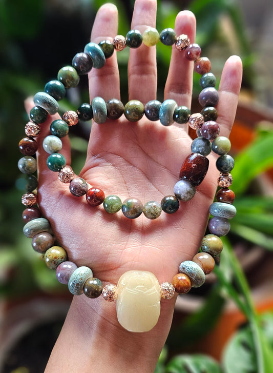 Scarab Transformation Jasper Necklace