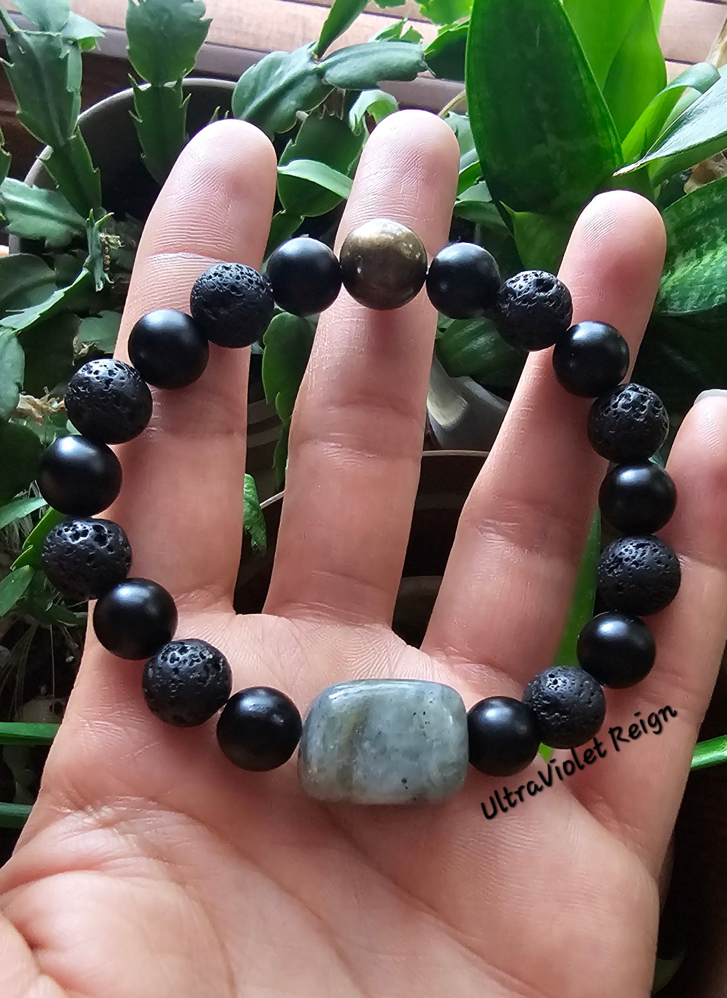 Labradorite Lava & Black Onyx Protection Bracelet