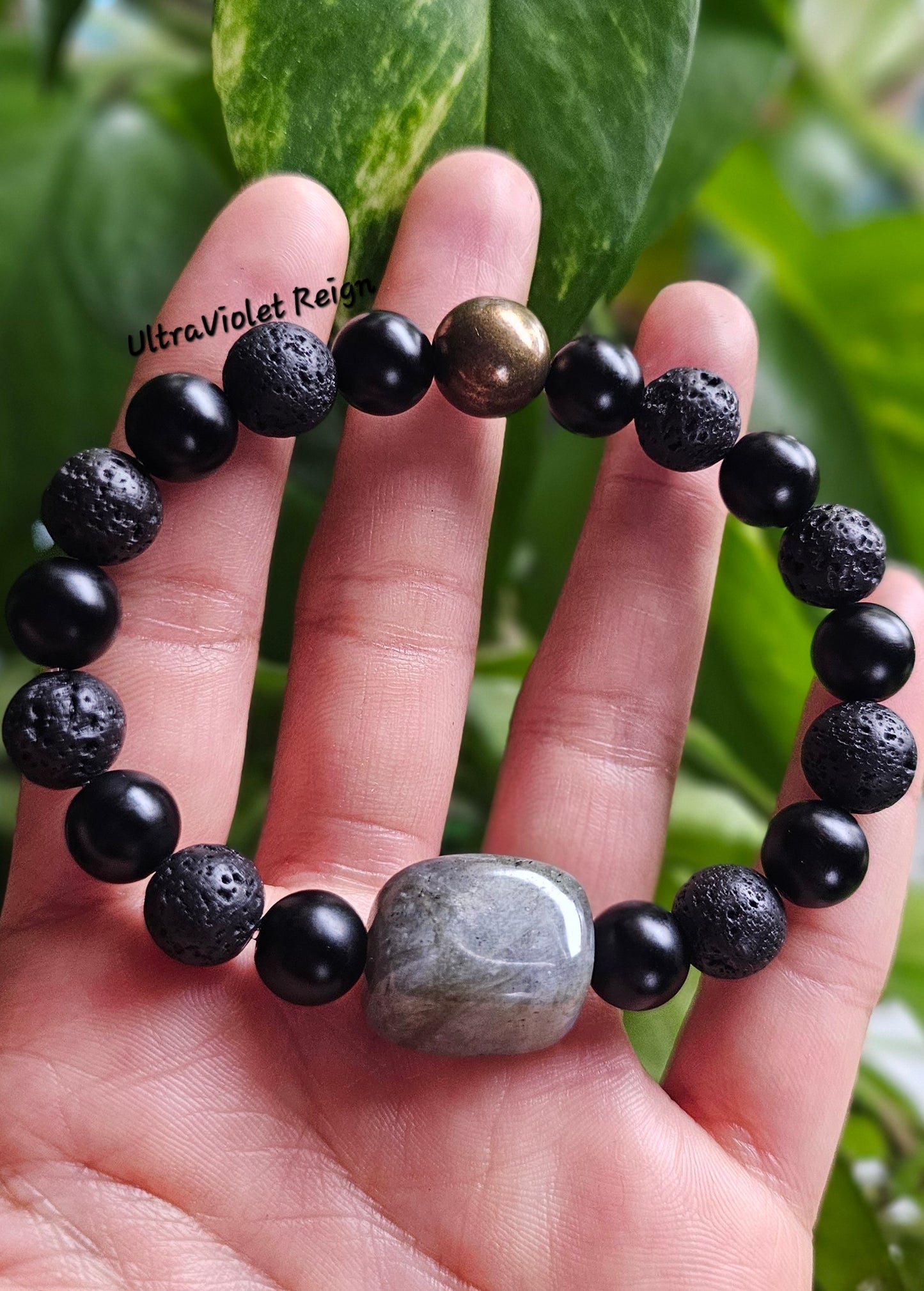 Labradorite Lava & Black Onyx Protection Bracelet