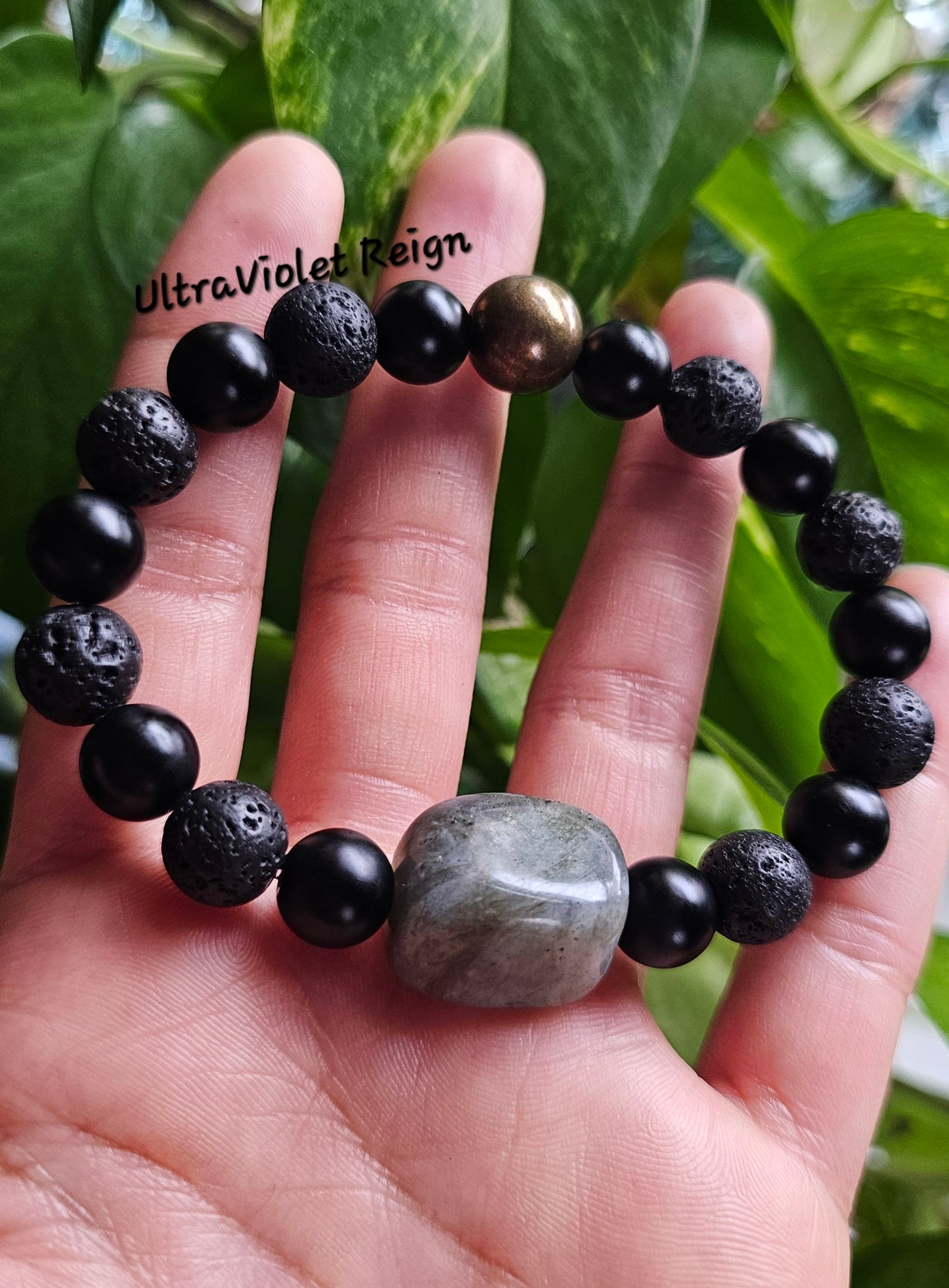 Labradorite Lava & Black Onyx Protection Bracelet