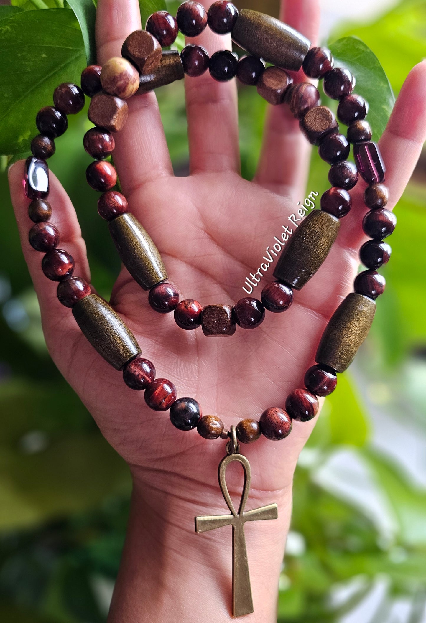 Red Tiger Eye Ankh Necklace