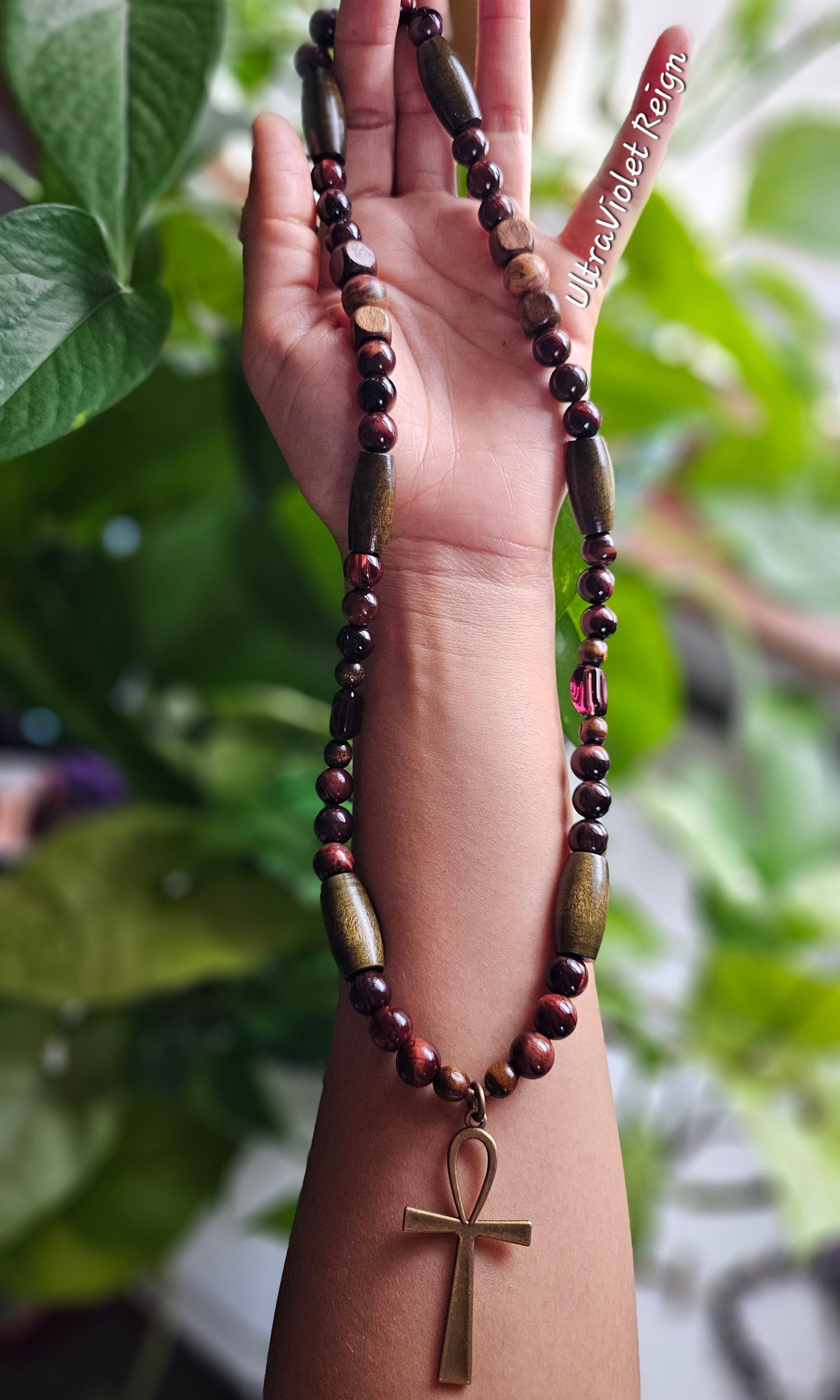 Red Tiger Eye Ankh Necklace