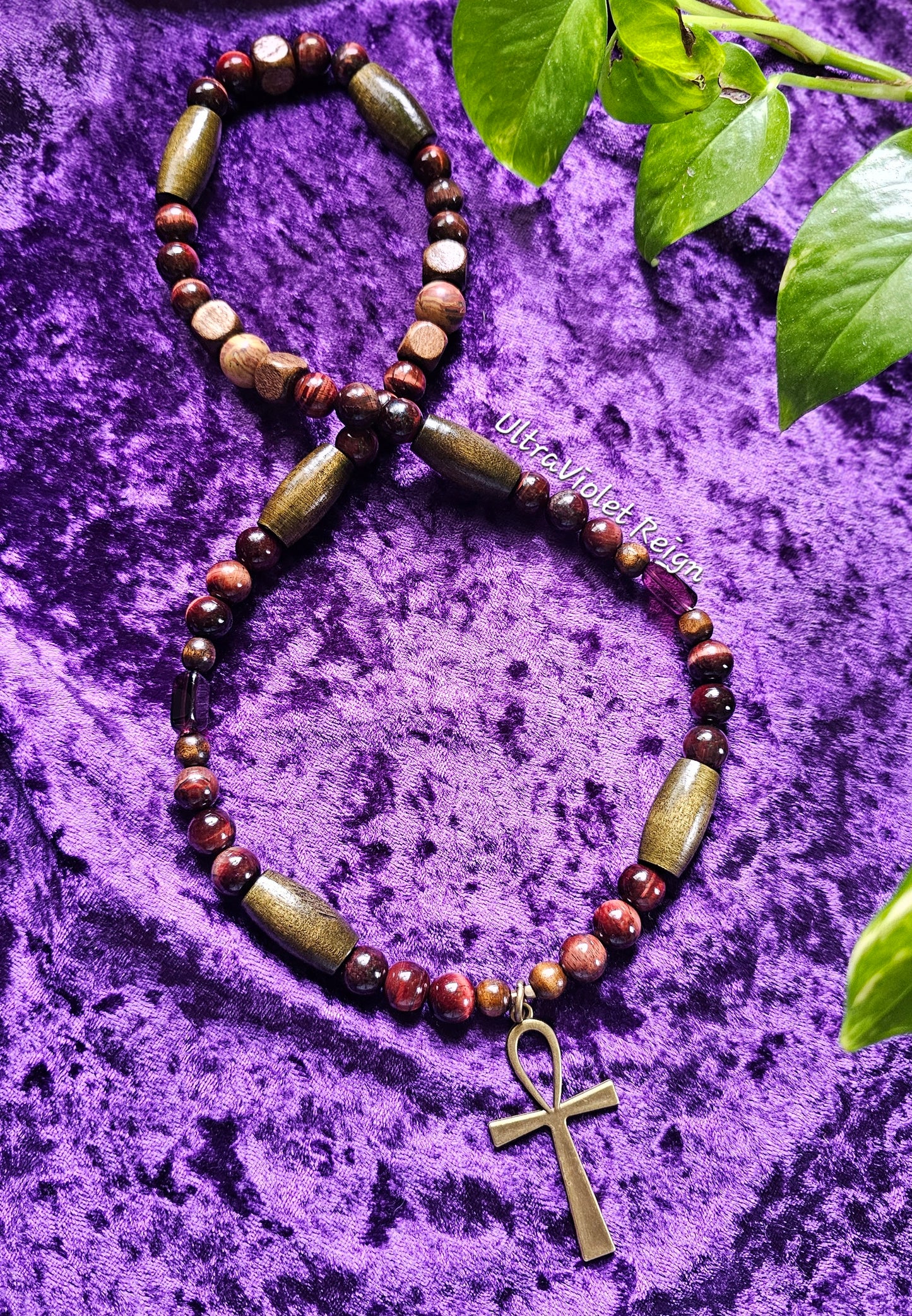 Red Tiger Eye Ankh Necklace