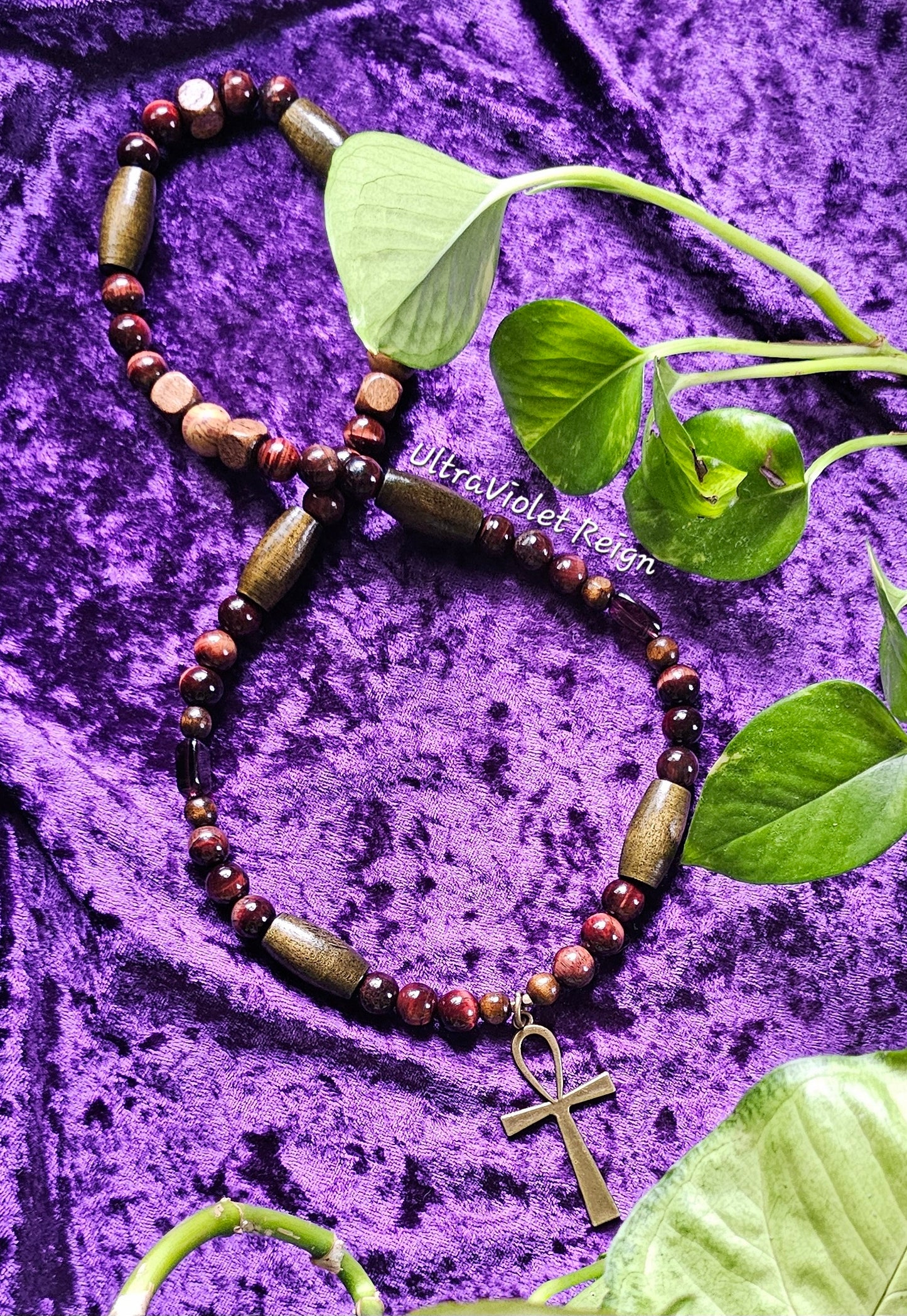 Red Tiger Eye Ankh Necklace