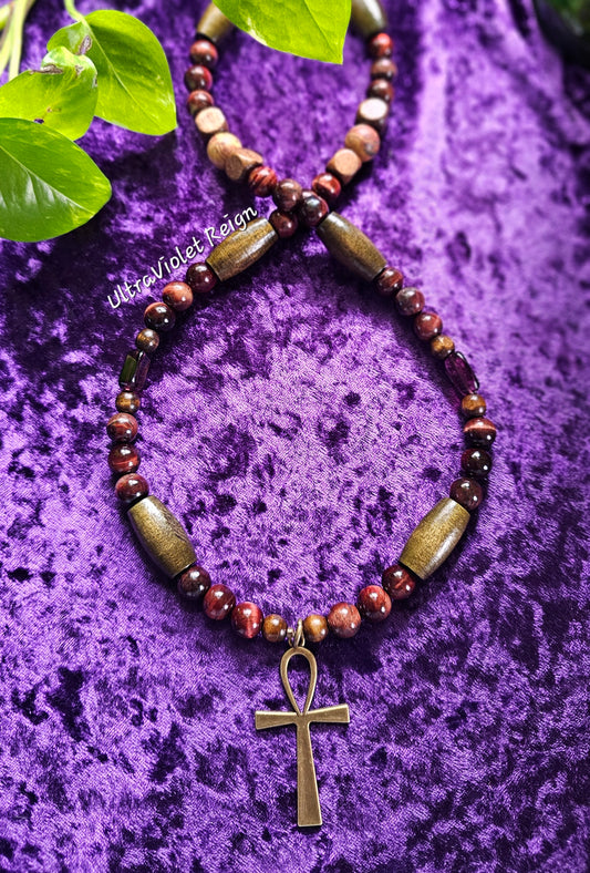 Red Tiger Eye Ankh Necklace