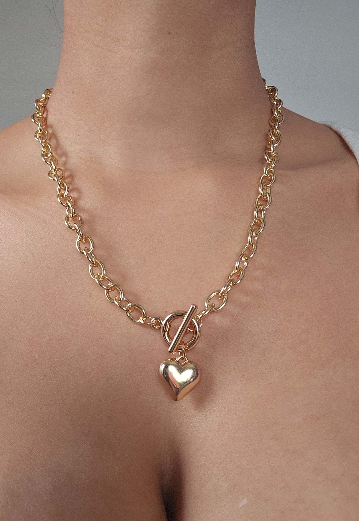 Golden Love Heart Chain Necklace
