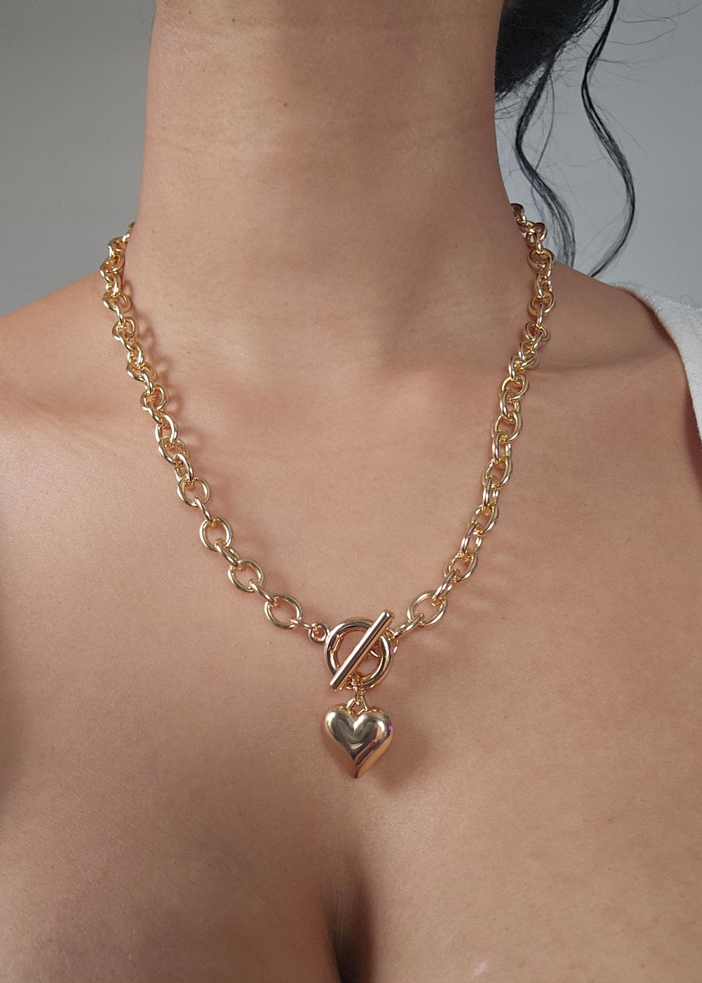 Golden Love Heart Chain Necklace