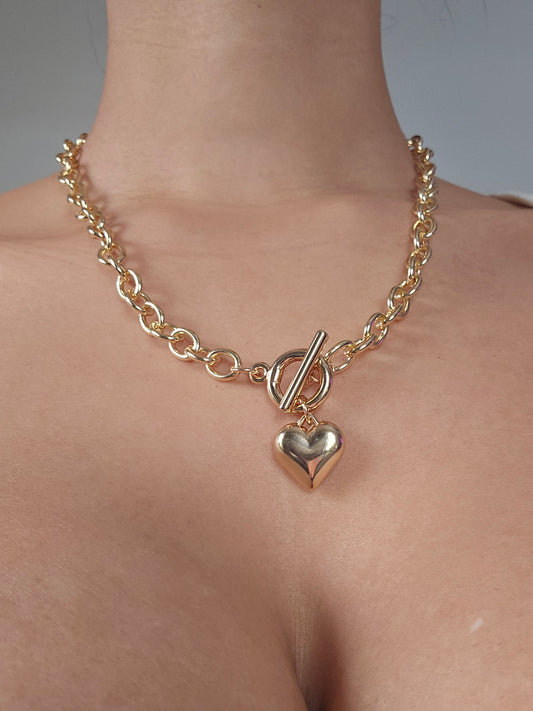 Golden Love Heart Chain Necklace