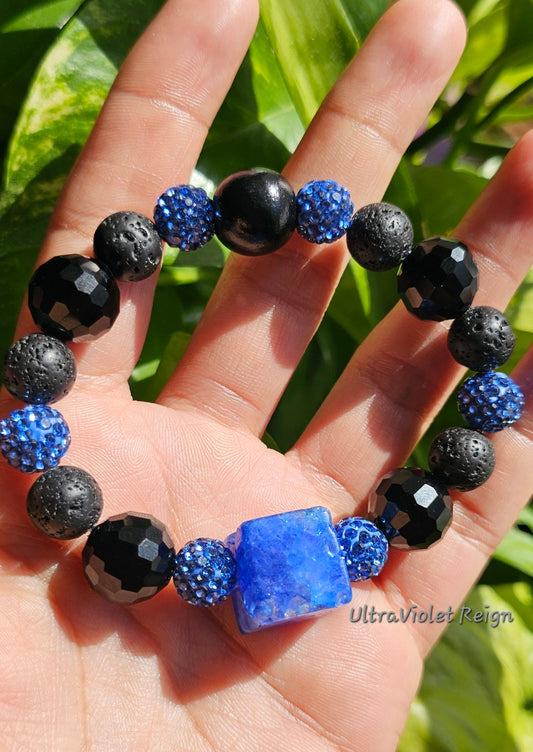 Blue Agate & Lava Bracelet