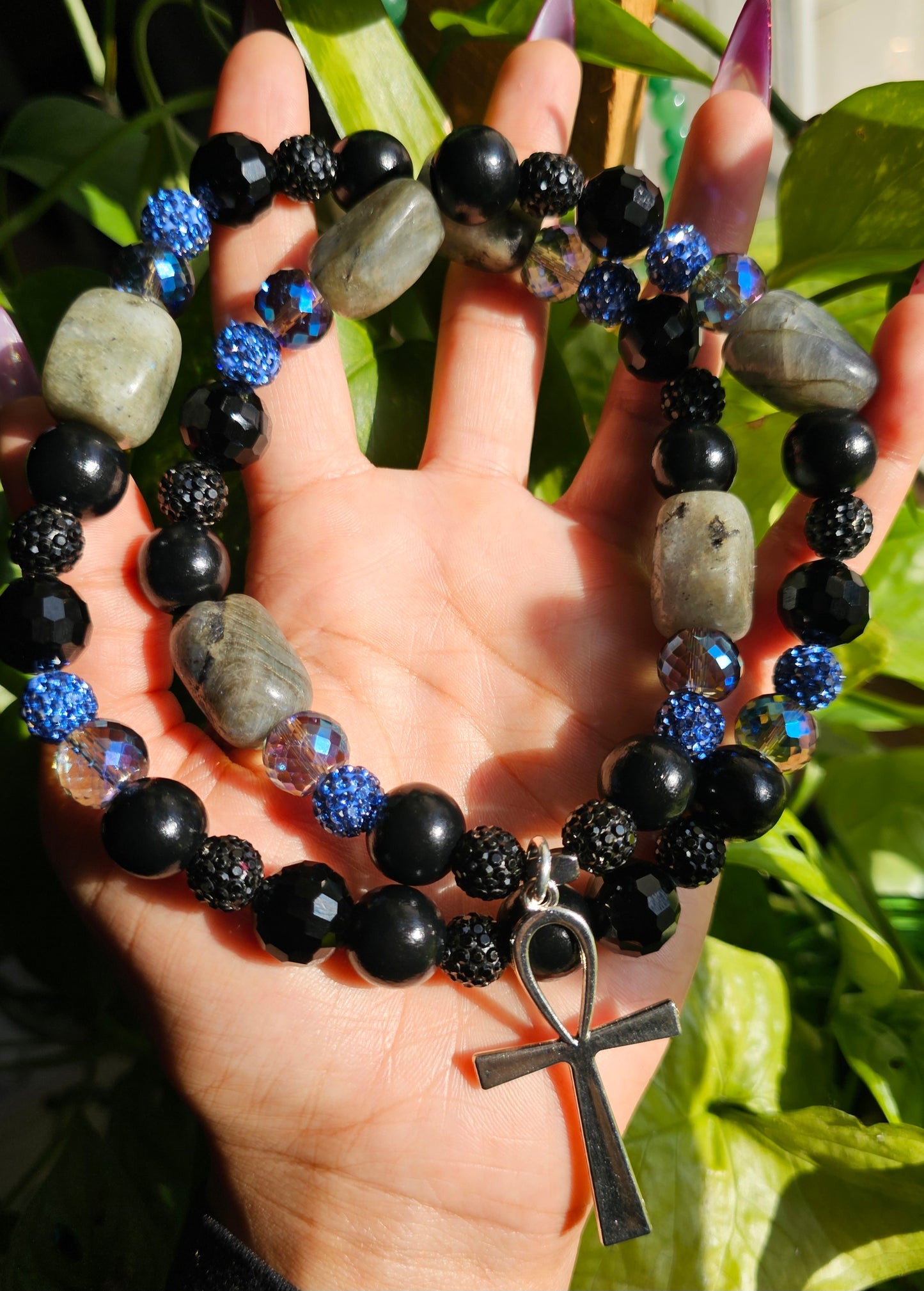 Labradorite Portal Protection Ankh Necklace