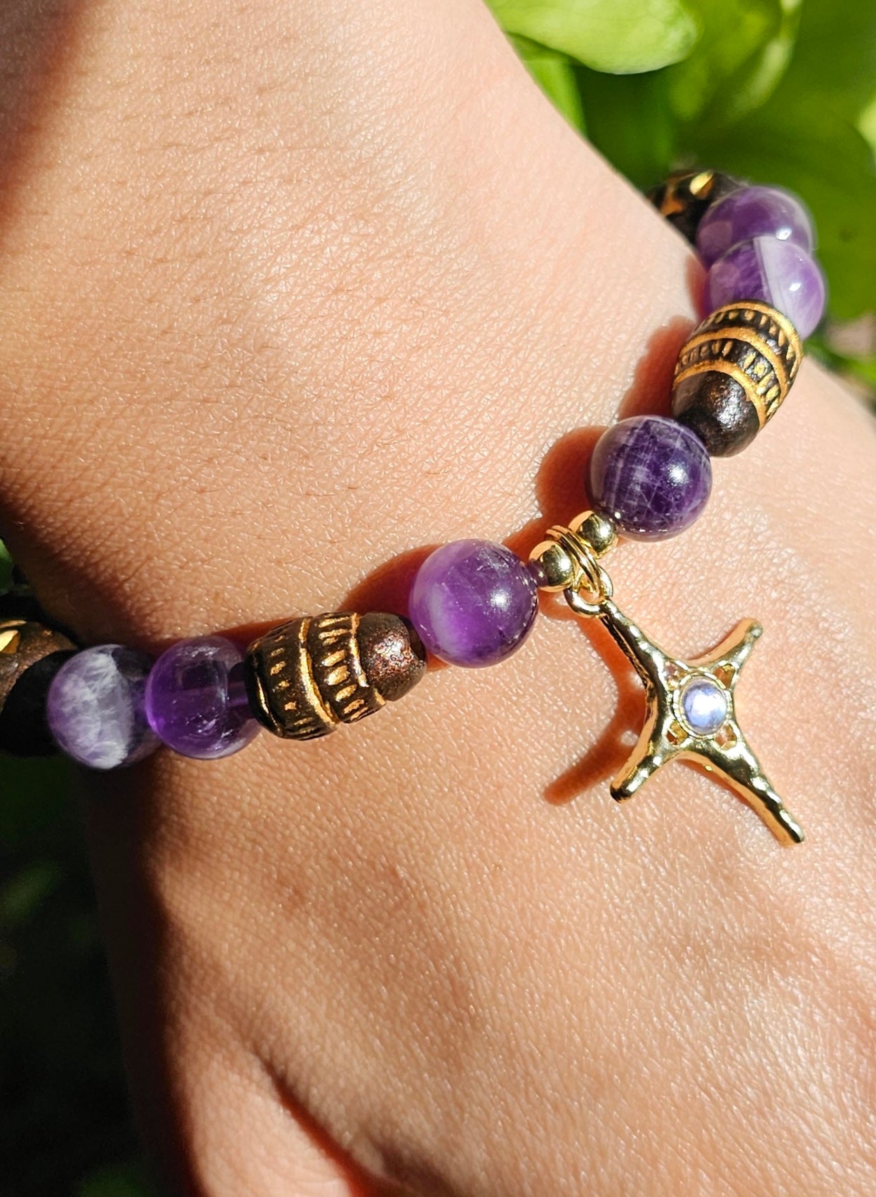 Amethyst Star Earrings & Bracelet