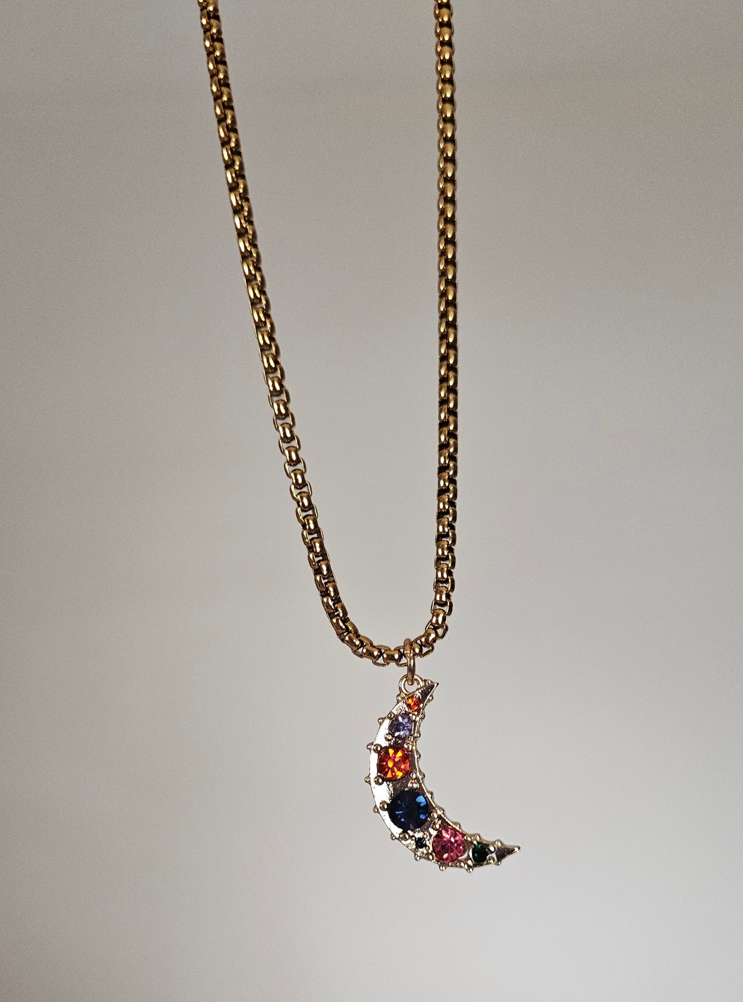 Crescent Moon Gem Necklace