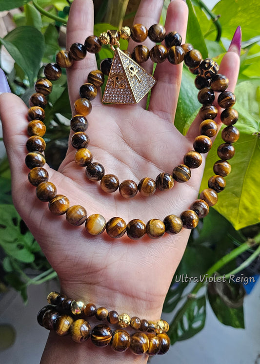 Tiger Eye Pyramid Prosperity Activation Necklace & Bracelet
