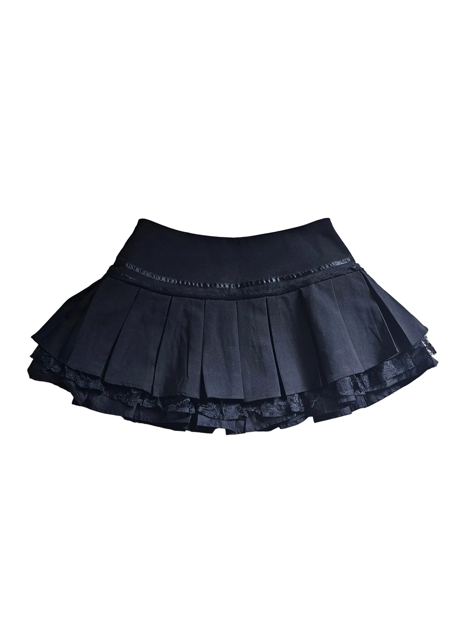 Black Pleated Lolita Ruffle Mini Skirt MEDIUM
