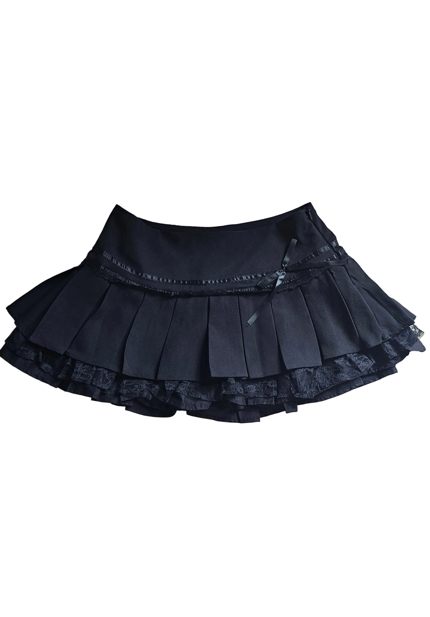 Black Pleated Lolita Ruffle Mini Skirt MEDIUM