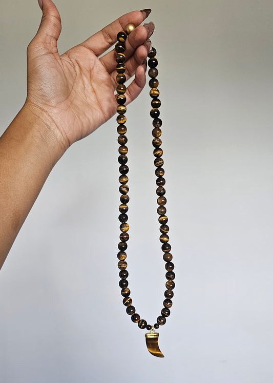 Tiger's Eye Horn Necklace