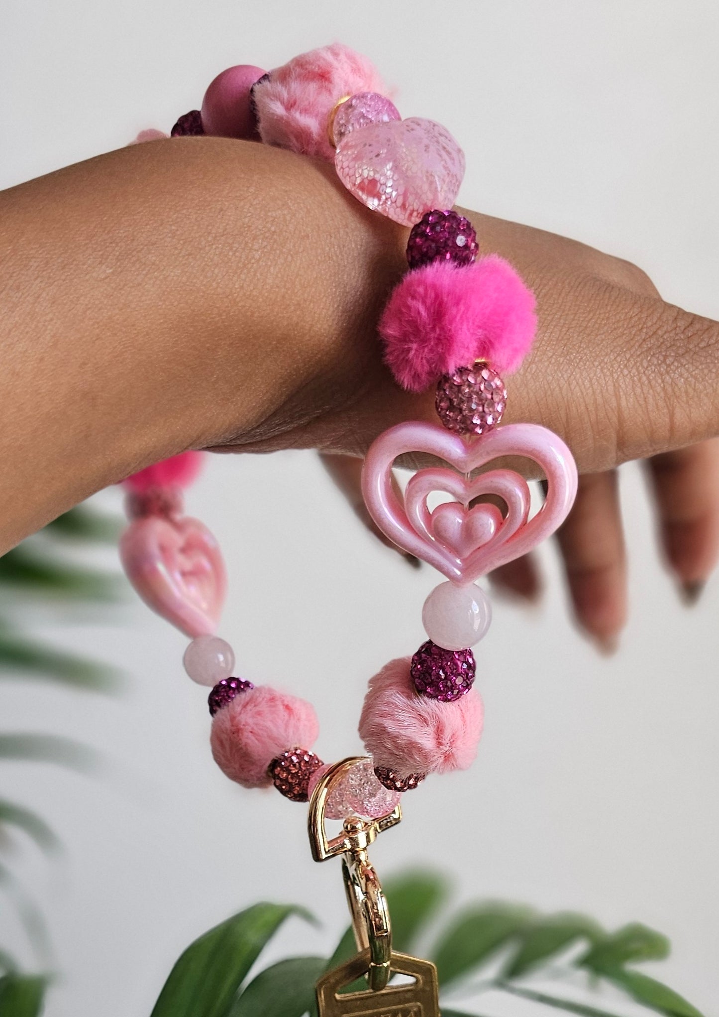 Rosy Lover Quartz Keychain Bracelet