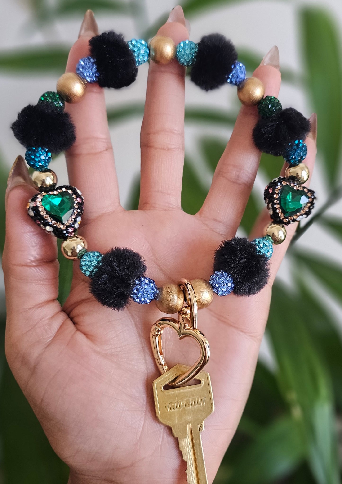 Emerald Heart Keychain Bracelet