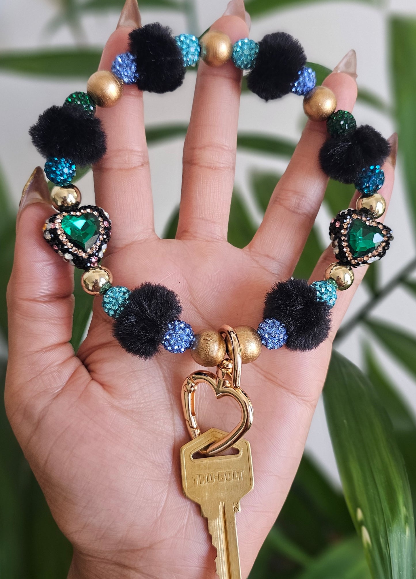 Emerald Heart Keychain Bracelet