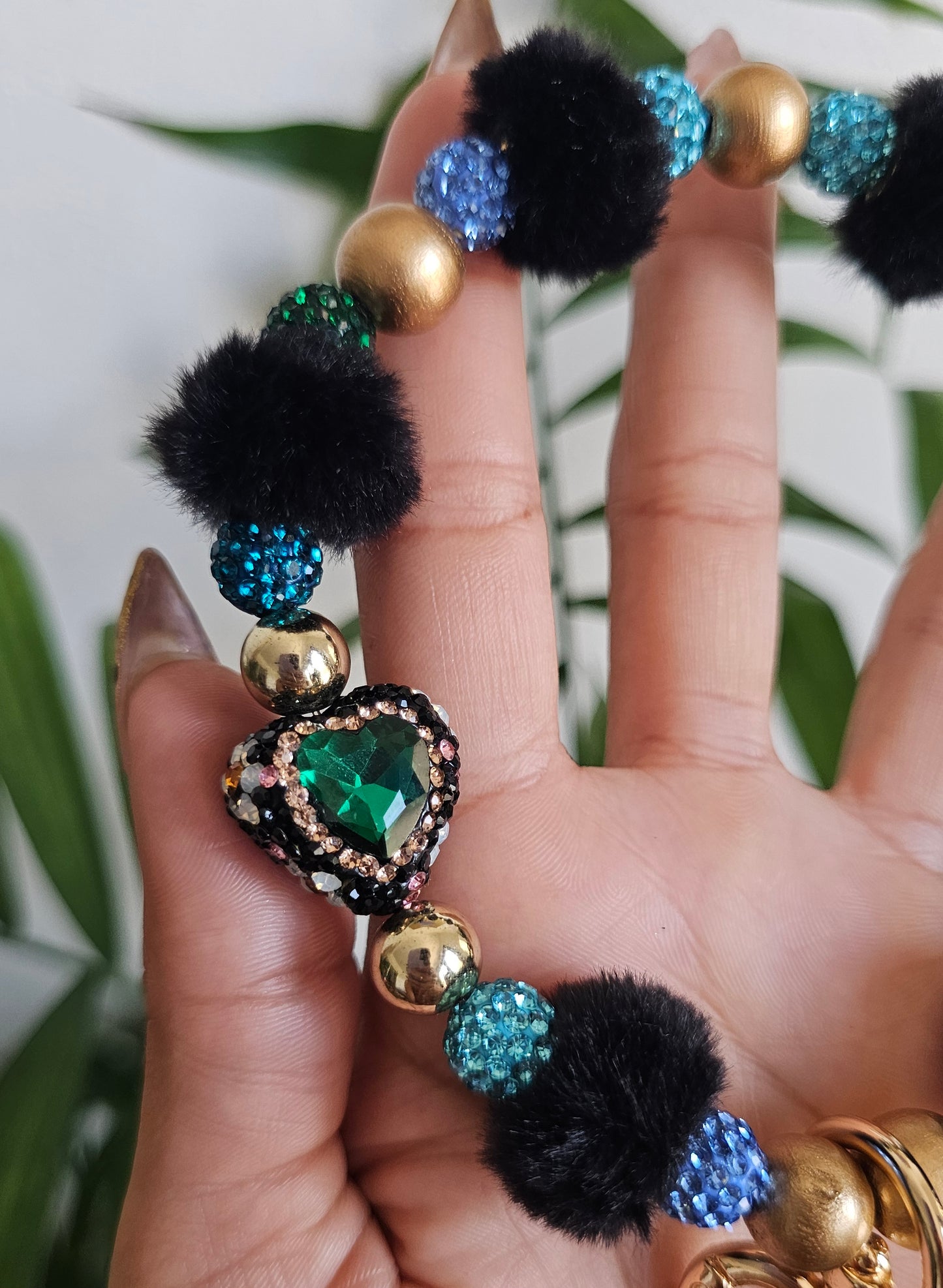 Emerald Heart Keychain Bracelet