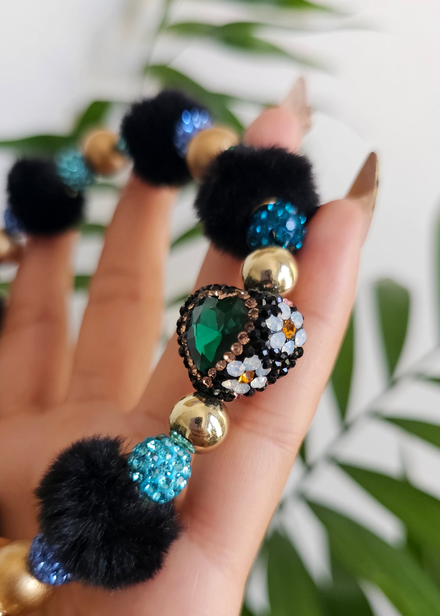 Emerald Heart Keychain Bracelet