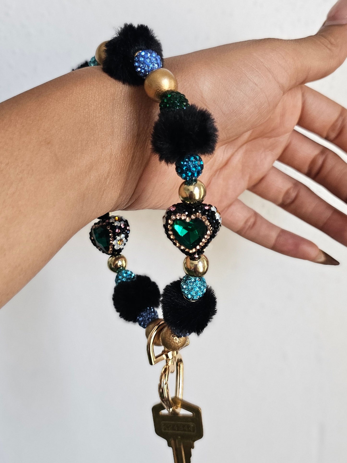 Emerald Heart Keychain Bracelet