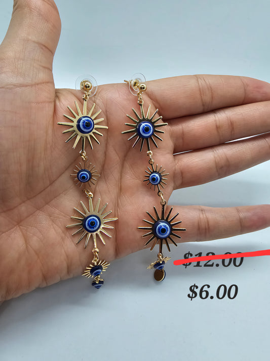 Golden Sun Evil Eye Earrings