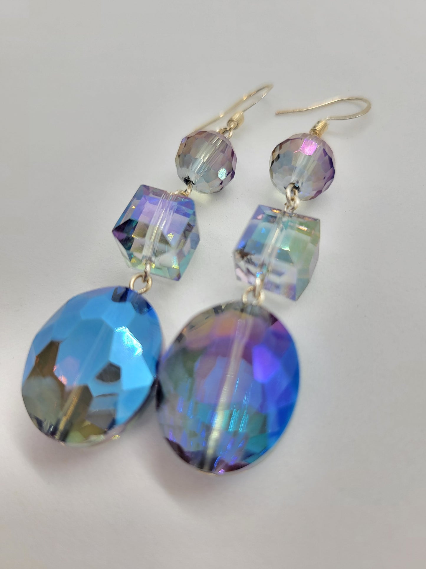 Blue Iridescent Chandelier Earrings