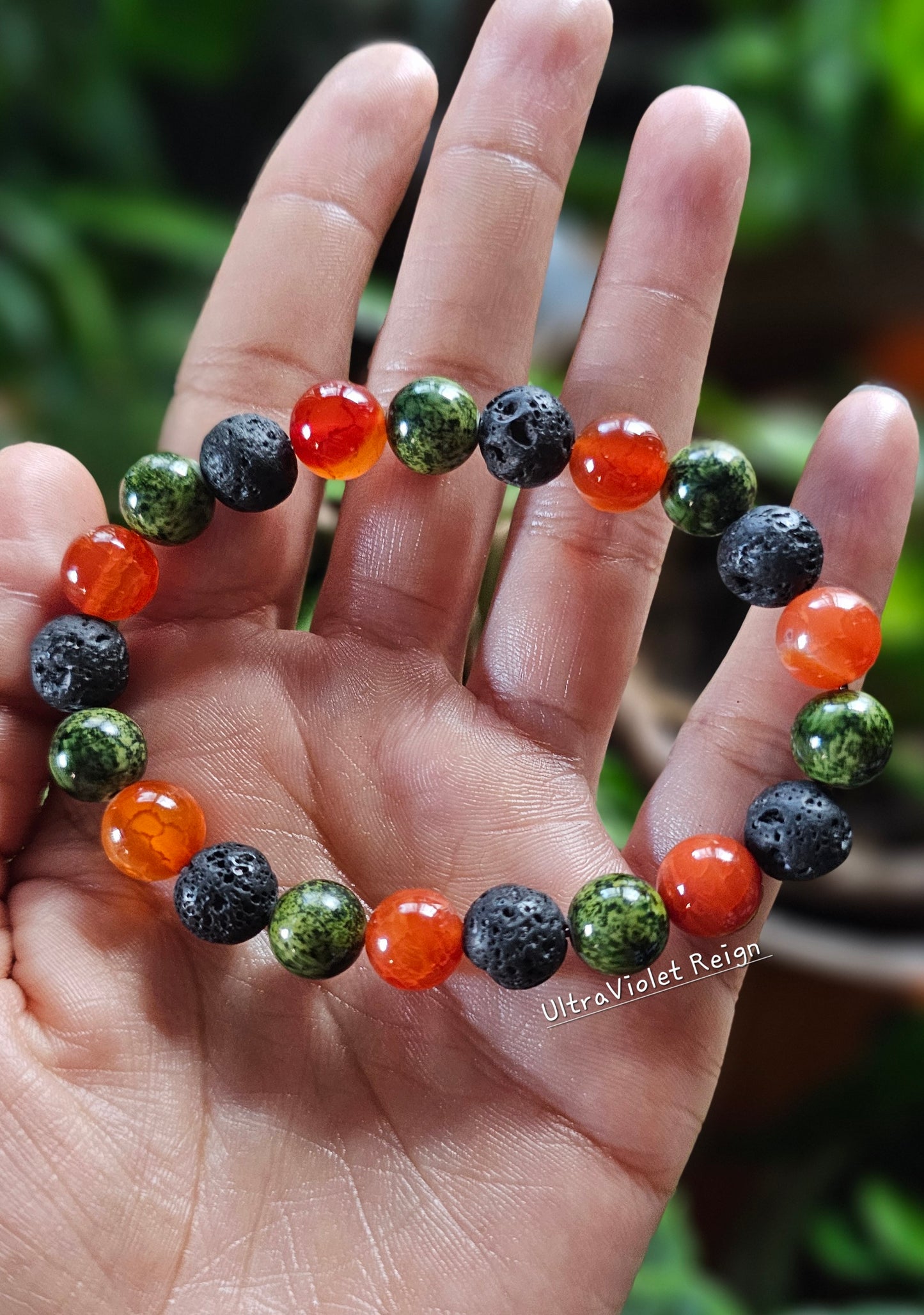 Orange Agate & Lava Energy Protection Bracelet